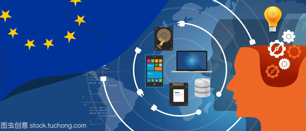 欧洲 It 信息技术数字基础结构连接业务数据通过使用计算机软件电子创新的互联网网络